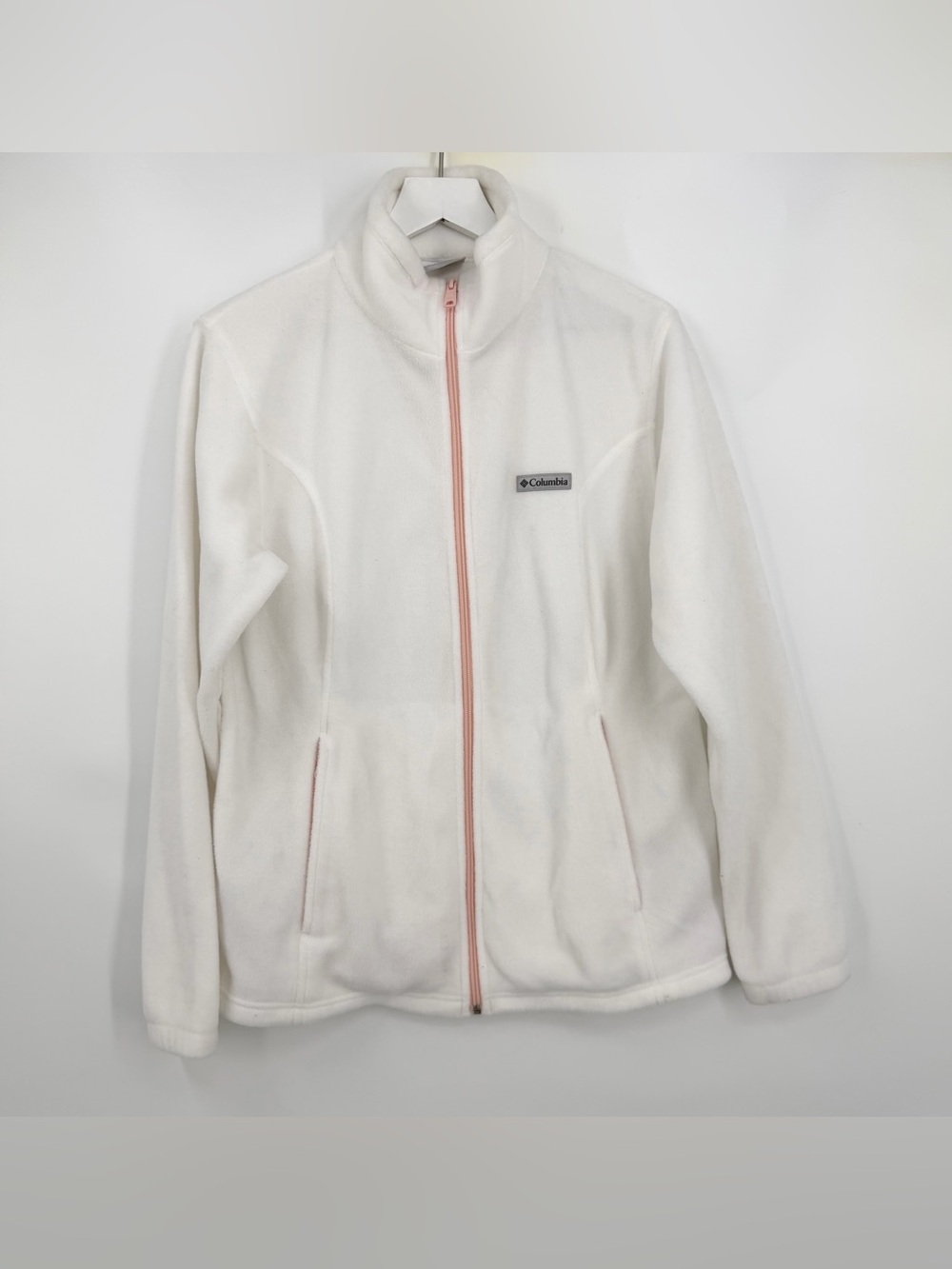 Columbia Benton Springs Fleece Full Zip Jacket Pockets Drawstring Waist White L